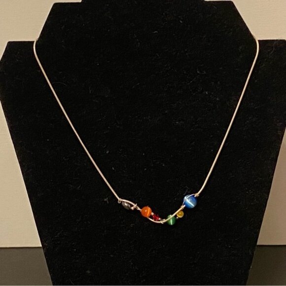 ITALY NECKLACE CHOKER STERLING SILVER YYY BEADS ADDED 15.5” 6.2g - Picture 5 of 9